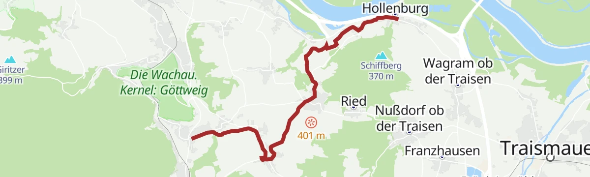 Route map: Long-Distance Trail Kremstal-Donau 04: Paudorf